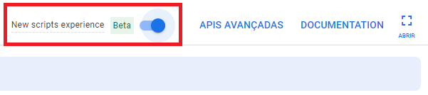 nova experiência de scripts beta