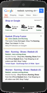 Deslizar dedo em anúncios do google shopping