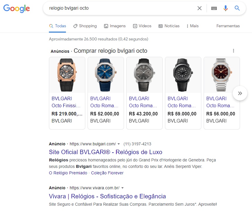 divulgar produtos de luxo no Google