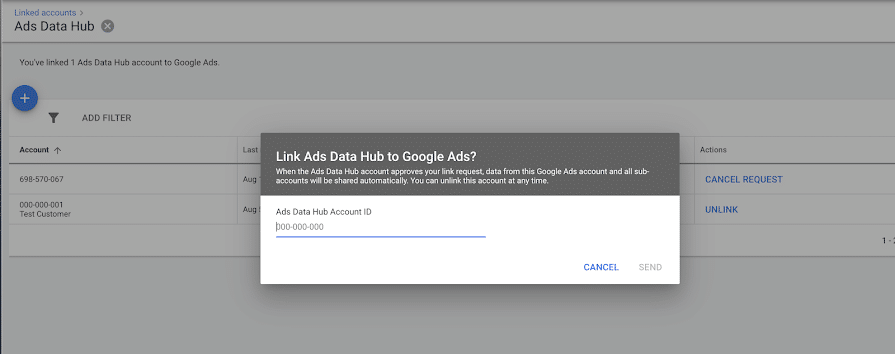 vincular ads data hub e google ads