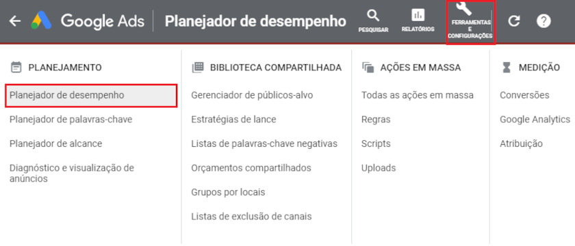 acessar planejador