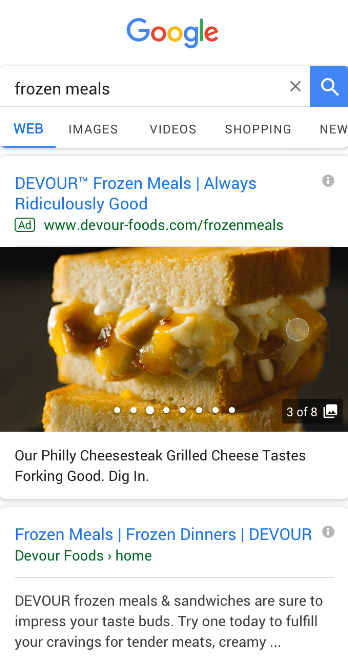 Anúncios de Galeria da Rede de Pesquisa do Google Ads