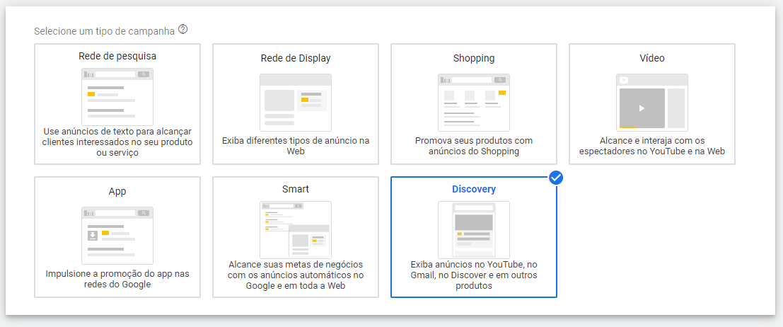 criar campanhas discovery