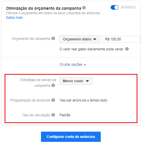 estratégia de lances do facebook