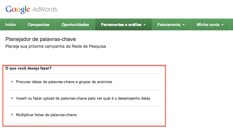 A ferramenta de palavras-chave atualizada é apresentada para anunciantes.