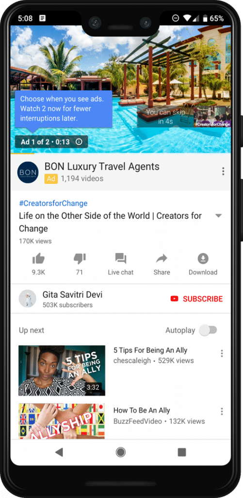Google divulga o conjunto de anúncios (pods) do YouTube. Os pods são vídeos publicitários agrupados em dupla e exibidos em sequência.