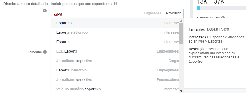 direcionamento detalhado