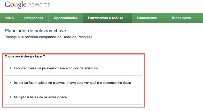 O Planejador de Palavras-chave é lançado oficialmente.