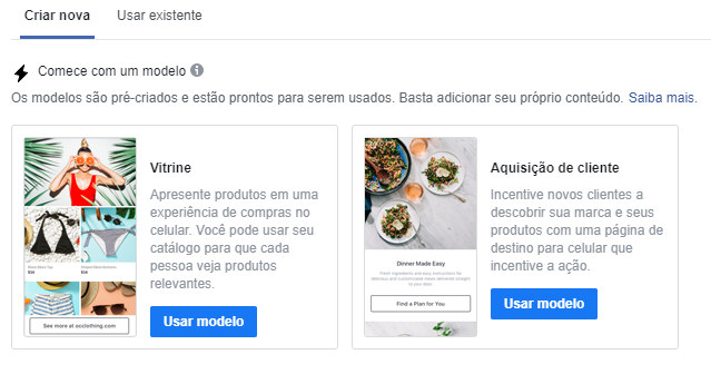modelos de coleção no instagram ads