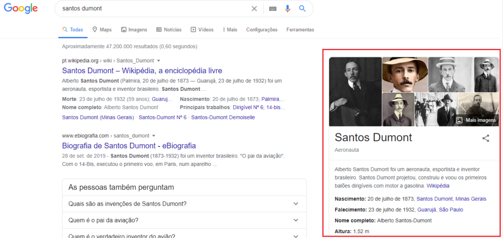 painel de informações google