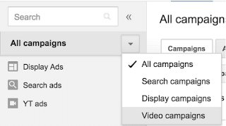 Os dados das campanhas de vídeos TrueView são unificados às demais campanhas na interface principal do Google Adwords.