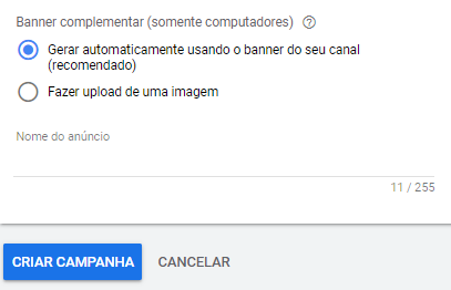 banner complementar anúncios em vídeo