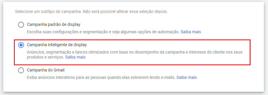 campanha inteligente de display