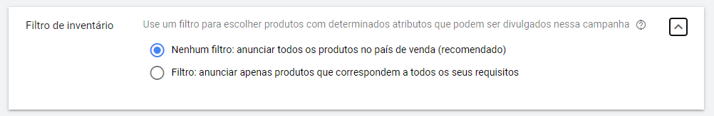 filtro de inventário
