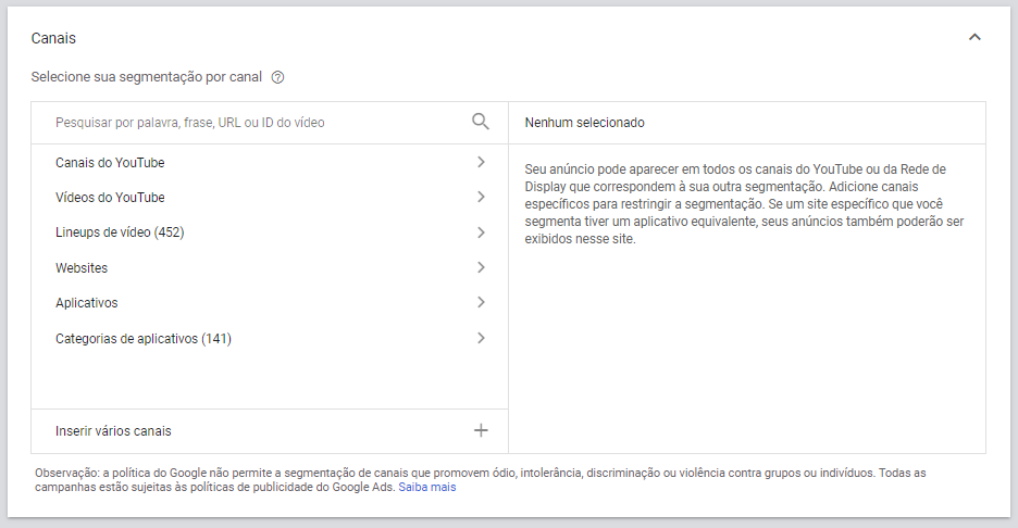 segmentação por canais
