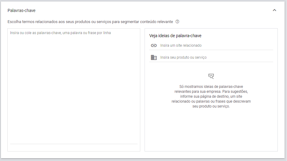 segmentação por palavras-chave
