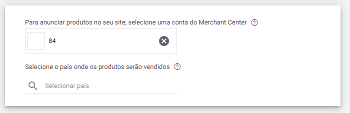 selecionar conta merchant center
