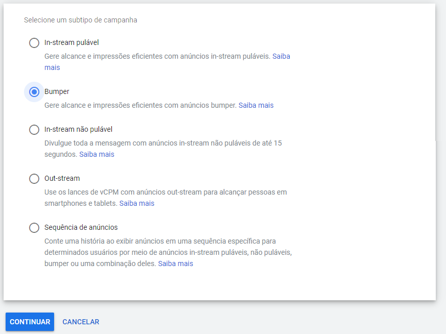 subtipo campanhas bumper