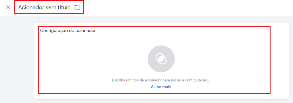configuração do acionador
