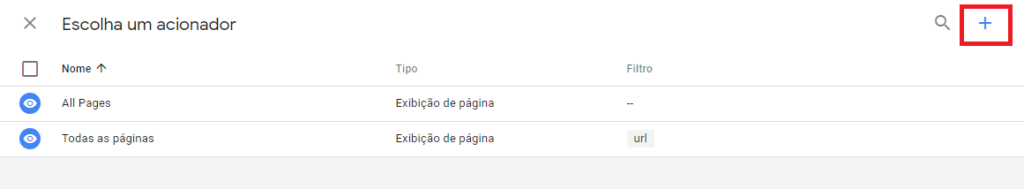 escolher acionador tag
