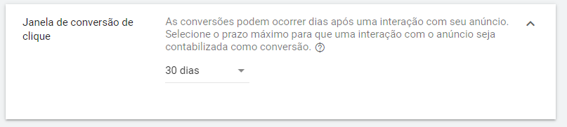 janela de conversão