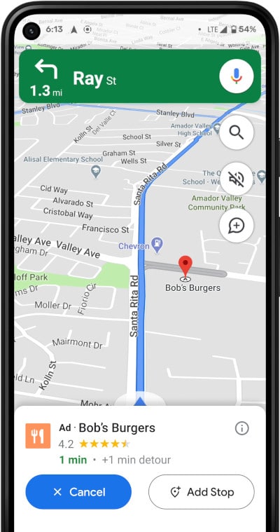 anúncios de navegação no Google Maps