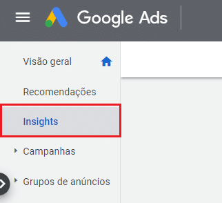 localização da página insights no Google Ads